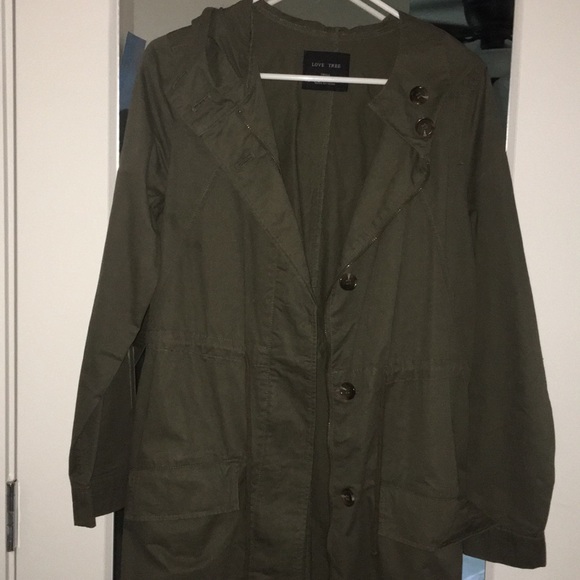 army green jacket with hood - Picture 1 of 5